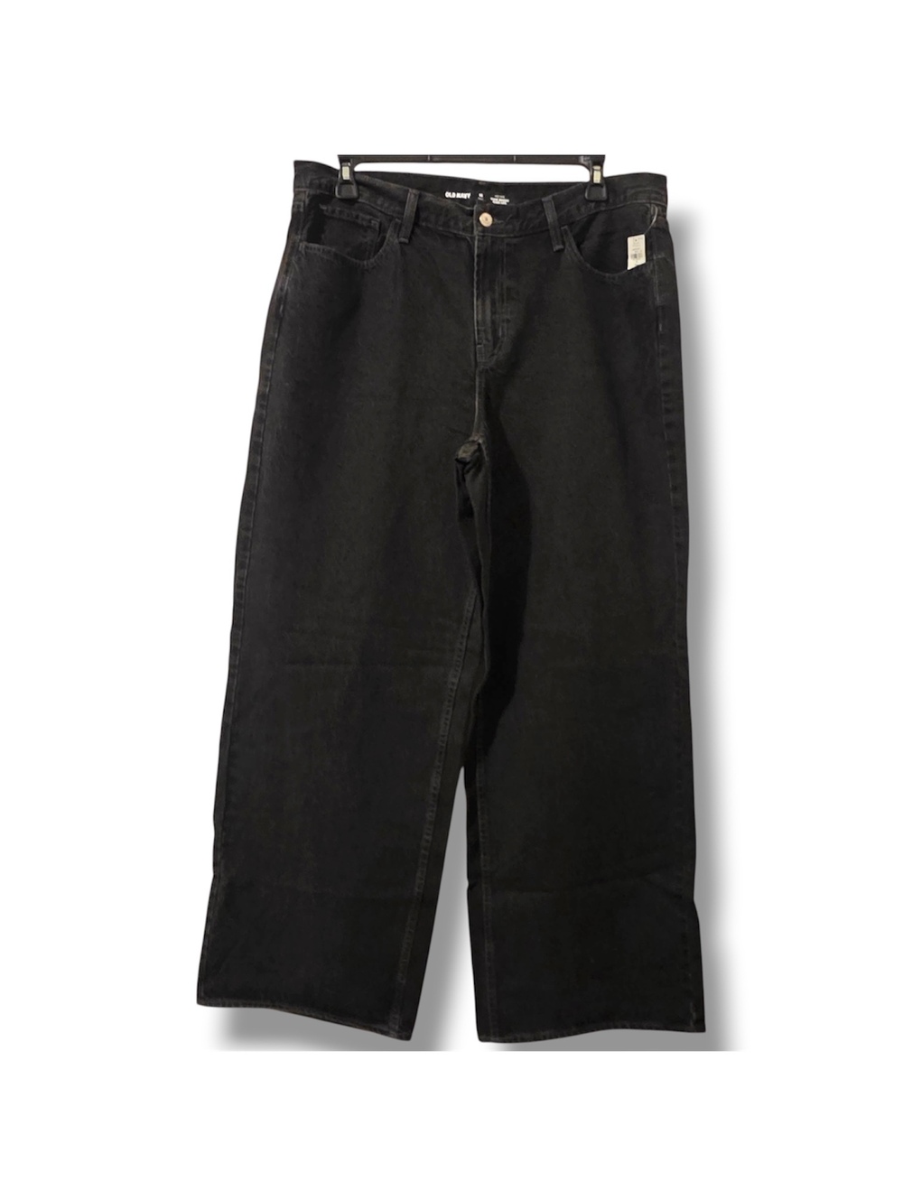 Old Navy Women's Black Size 16 Tall Mid-Rise Wow Baggy Wide-Leg Jeans